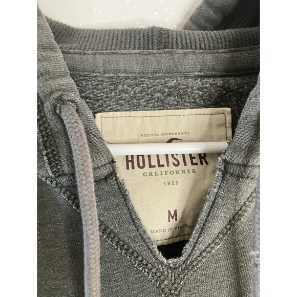 Vintage Y2k Hollister Hoodie Womens Medium Gray Embroidered Sweatshirt 2000s - Picture 4 of 6